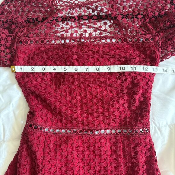 TWO SISTERS THE LABEL Women’s Size 4 Red/Wine Dress Crochet Lace Party Cocktail - Picture 5 of 7